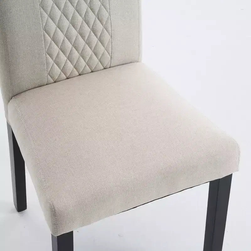 Sedia da pranzo in tessuto trapuntato a diamante beige/grigio, set da 2
