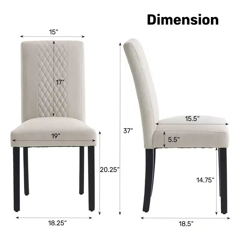 Sedia da pranzo in tessuto trapuntato a diamante beige/grigio, set da 2