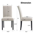 Sedia da pranzo in tessuto trapuntato a diamante beige/grigio, set da 2