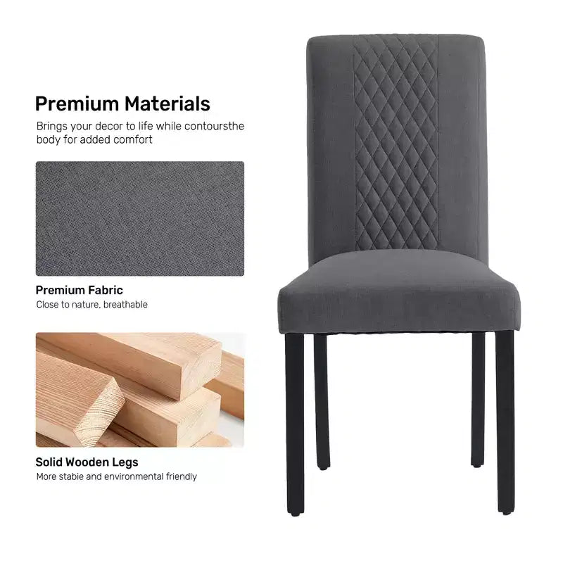 Sedia da pranzo in tessuto trapuntato a diamante beige/grigio, set da 2