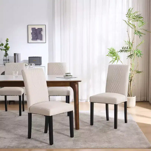 FERPIT Tufted Upholstered Wooden Dining Chairs with Diamond-Pattern (Set of 2)