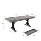 Tavolo da pranzo rettangolare marrone/grigio con due cassetti per 6-8 persone