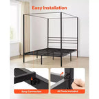 Struttura letto a baldacchino con tenda a quattro montanti in metallo nero – Queen