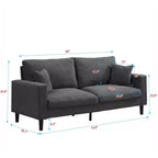 Divano a 3 posti in velluto a coste grigio/grigio chiaro/giallo con 2 cuscini decorativi