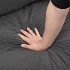 Divano a 3 posti in velluto a coste grigio/grigio chiaro/giallo con 2 cuscini decorativi