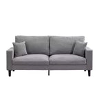 Divano a 3 posti in velluto a coste grigio/grigio chiaro/giallo con 2 cuscini decorativi