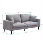 Divano a 3 posti in velluto a coste grigio/grigio chiaro/giallo con 2 cuscini decorativi