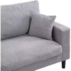 Divano a 3 posti in velluto a coste grigio/grigio chiaro/giallo con 2 cuscini decorativi