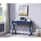 TUYOHW 42.5 Blue Writing Desk,Home Office Desk with 1 Drawer,X-Shaped Wooden Base,Spacious Work Surface,Modern Console Desk for Home Office,Entryway