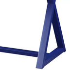 Scrivania blu con cassetto, base a X, 1 persona