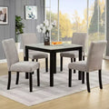 GDFStudio Fauna Modern 5 Piece Rubberwood Dining Set with Upholstered Chairs