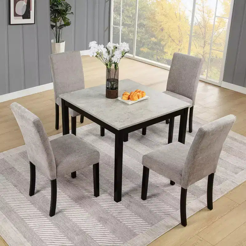 Set da pranzo quadrato grigio 5 pezzi per 4 persone