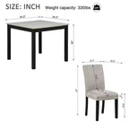 Set da pranzo quadrato grigio 5 pezzi per 4 persone