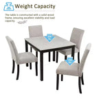 Set da pranzo quadrato grigio 5 pezzi per 4 persone
