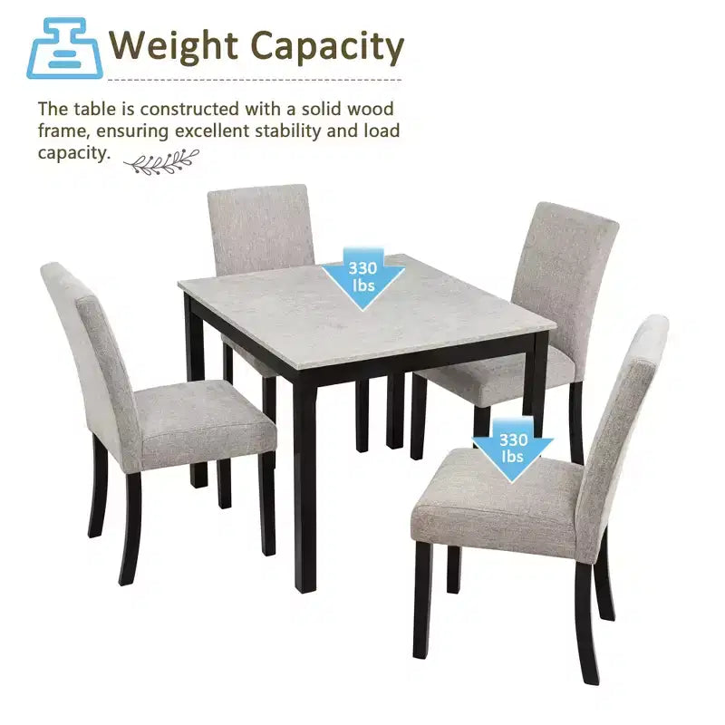 Set da pranzo quadrato grigio 5 pezzi per 4 persone