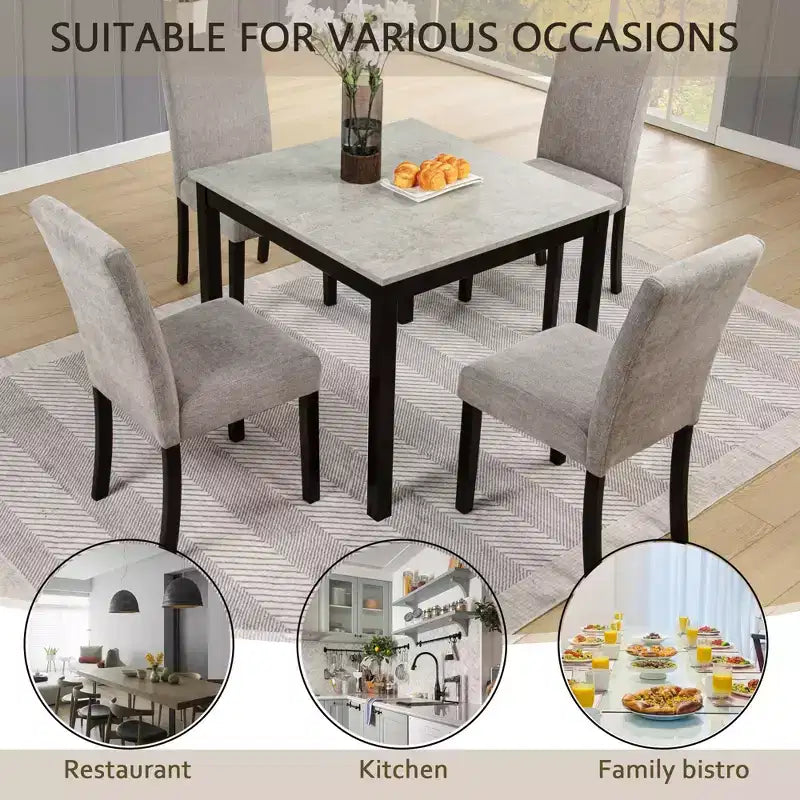 Set da pranzo quadrato grigio 5 pezzi per 4 persone