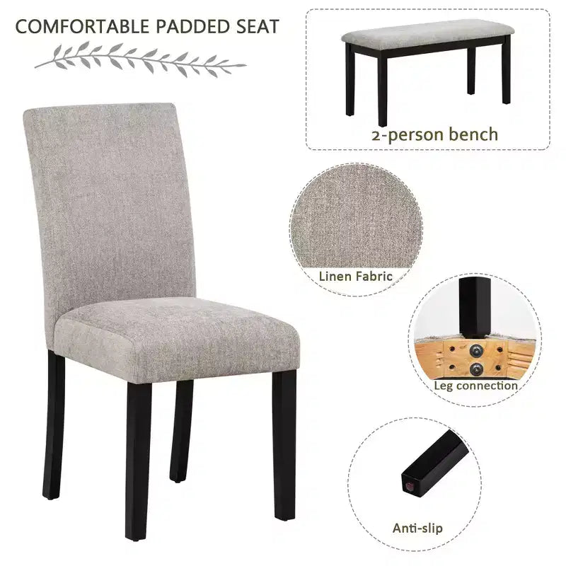 Set da pranzo quadrato grigio 5 pezzi per 4 persone