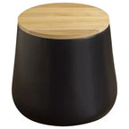 Tavolino rotondo contenitore bianco/nero con piano in legno rimovibile, 1 pezzo