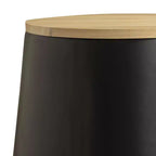 Tavolino rotondo contenitore bianco/nero con piano in legno rimovibile, 1 pezzo