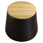 Tavolino rotondo contenitore bianco/nero con piano in legno rimovibile, 1 pezzo