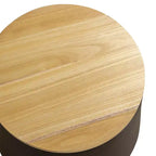 Tavolino rotondo contenitore bianco/nero con piano in legno rimovibile, 1 pezzo