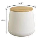 Tavolino rotondo contenitore bianco/nero con piano in legno rimovibile, 1 pezzo
