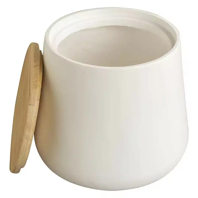 Tavolino rotondo contenitore bianco/nero con piano in legno rimovibile, 1 pezzo