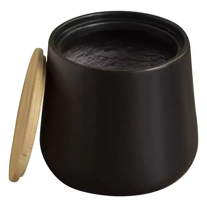Tavolino rotondo contenitore bianco/nero con piano in legno rimovibile, 1 pezzo