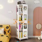 Libreria Girevole a 4 Livelli Interamente in Acciaio con Ruote a 360°, Design Ampio Robusto e Spazioso, Facile Montaggio
