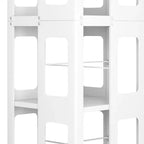 Libreria Girevole a 4 Livelli Interamente in Acciaio con Ruote a 360°, Design Ampio Robusto e Spazioso, Facile Montaggio