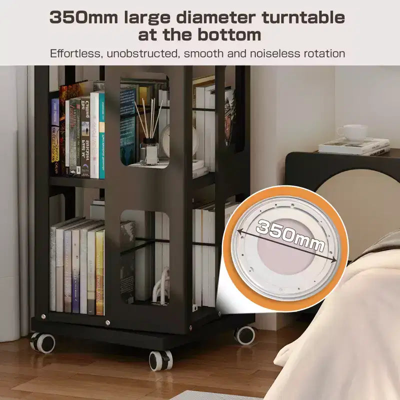 Libreria Girevole a 4 Livelli Interamente in Acciaio con Ruote a 360°, Design Ampio Robusto e Spazioso, Facile Montaggio