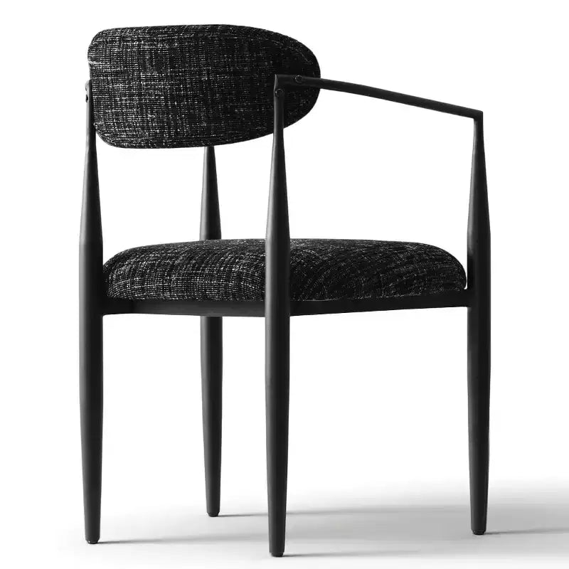 Sedie da pranzo con braccioli in ciniglia beige/nera, set da 2 – Sedute imbottite extra larghe con gambe in metallo