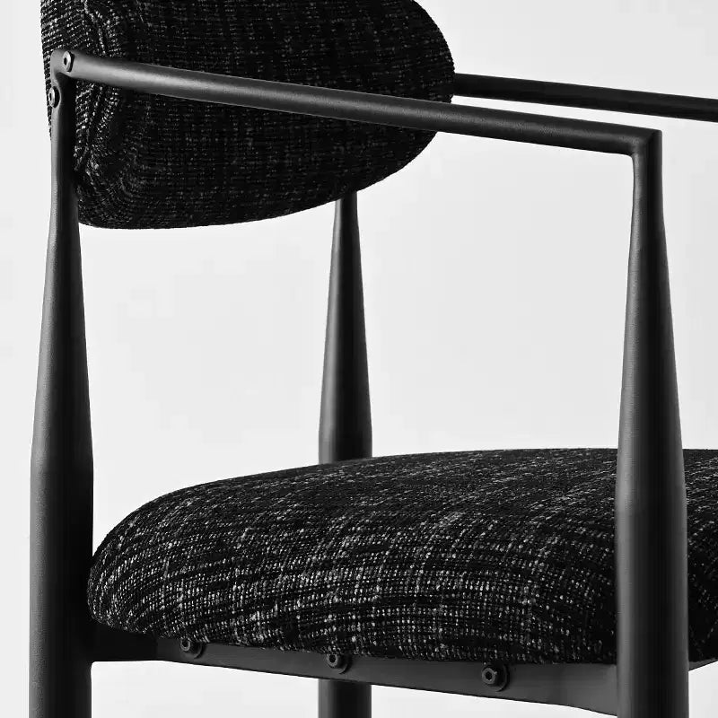 Sedie da pranzo con braccioli in ciniglia beige/nera, set da 2 – Sedute imbottite extra larghe con gambe in metallo