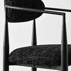 Sedie da pranzo con braccioli in ciniglia beige/nera, set da 2 – Sedute imbottite extra larghe con gambe in metallo