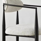 Sedie da pranzo con braccioli in ciniglia beige/nera, set da 2 – Sedute imbottite extra larghe con gambe in metallo