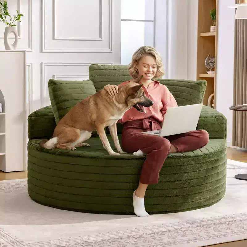 Sedia/Pouf da Pavimento Rotondo Verde Oversize per 1 Persona