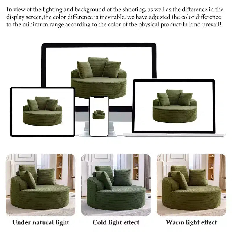 Sedia/Pouf da Pavimento Rotondo Verde Oversize per 1 Persona