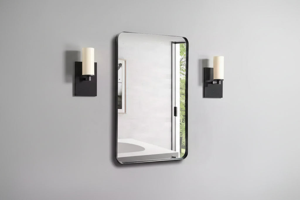 Black Mirror, Deep Metal Frame, Modern Wall Mount for Bedroom Living Room Entryway