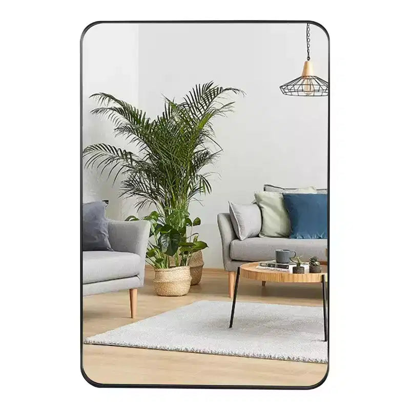 Specchio da parete rettangolare nero, cornice in metallo, montaggio a parete – Singolo, 30x36"