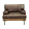 41" Silchester Chair Oak/Distress Chocolate Leather with RF Side Pocket - Acme Furniture