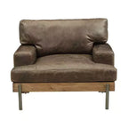 41" Silchester Chair Oak/Distress Chocolate Leather with RF Side Pocket - Acme Furniture