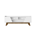 Marcus Mid-Century Modern 5 Shelf TV Stand for TVs up to 65" White - Manhattan Comfort: Solid Pine Legs, Soft-Close Doors