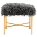 Horace Faux Lamb X- Square Bench - FOX6267 - Gray - Safavieh Couture