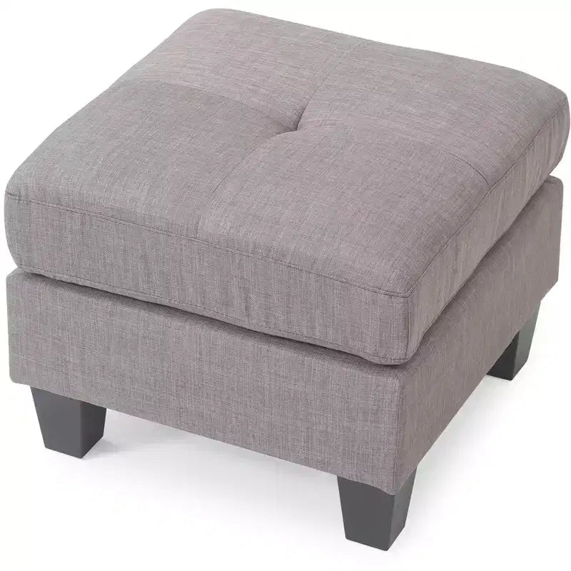 Pouf quadrato imbottito crema - Seduta monoposto