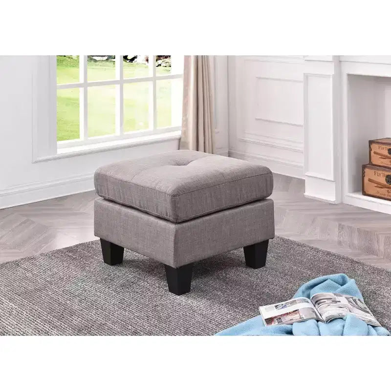 Pouf quadrato imbottito crema - Seduta monoposto