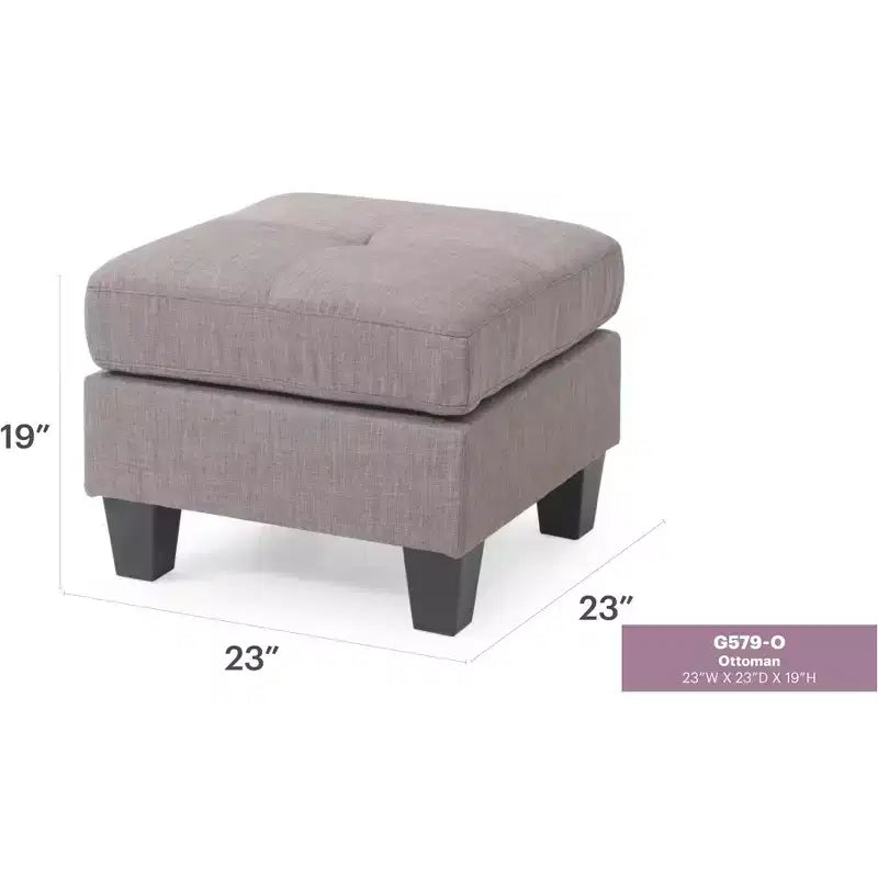 Pouf quadrato imbottito crema - Seduta monoposto