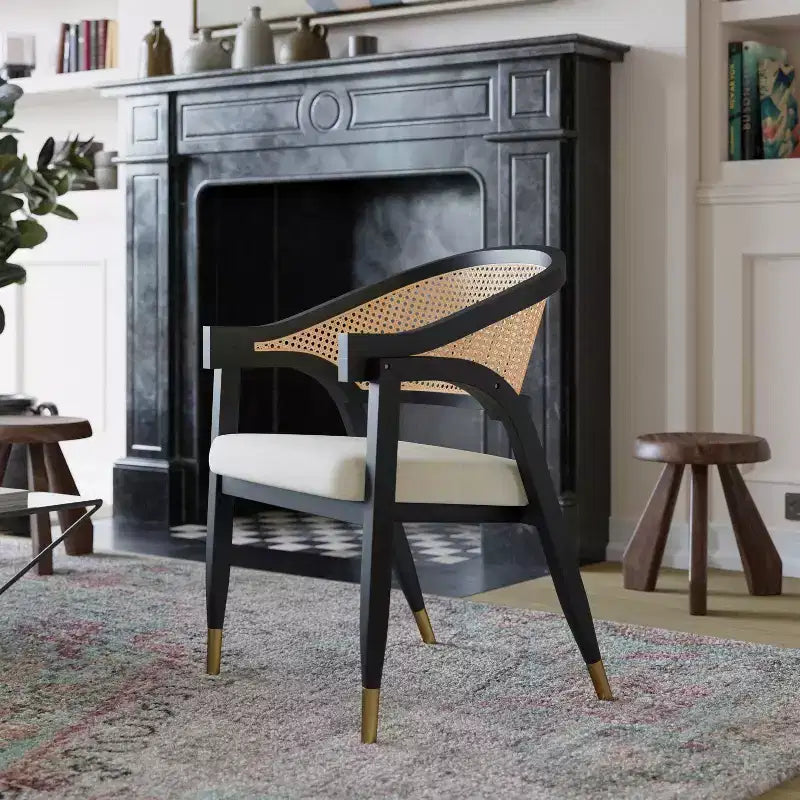 Poltrona accent in rattan canna nero/naturale, 1 posto
