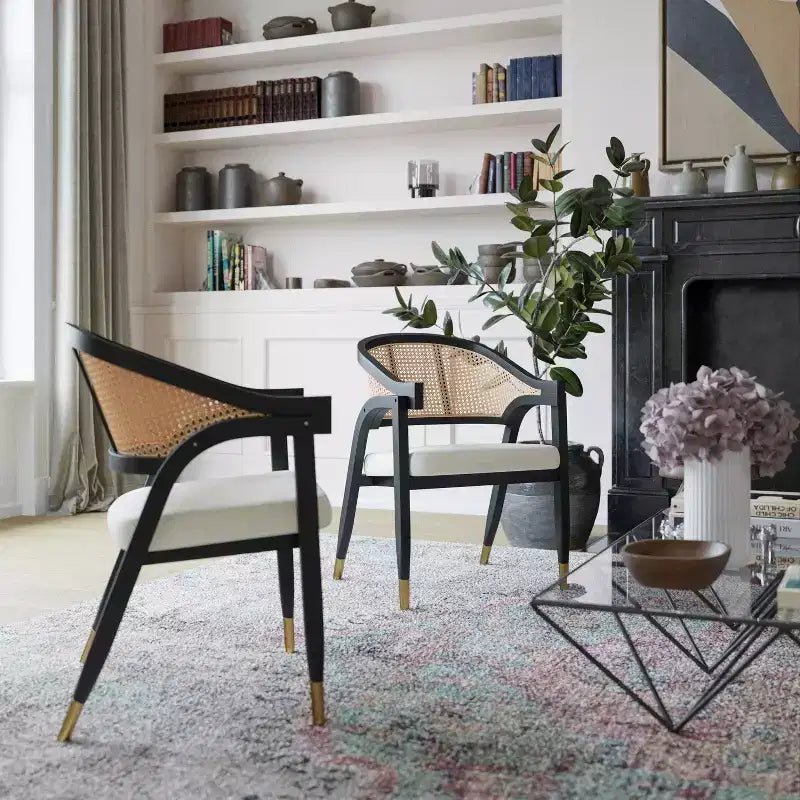 Poltrona accent in rattan canna nero/naturale, 1 posto