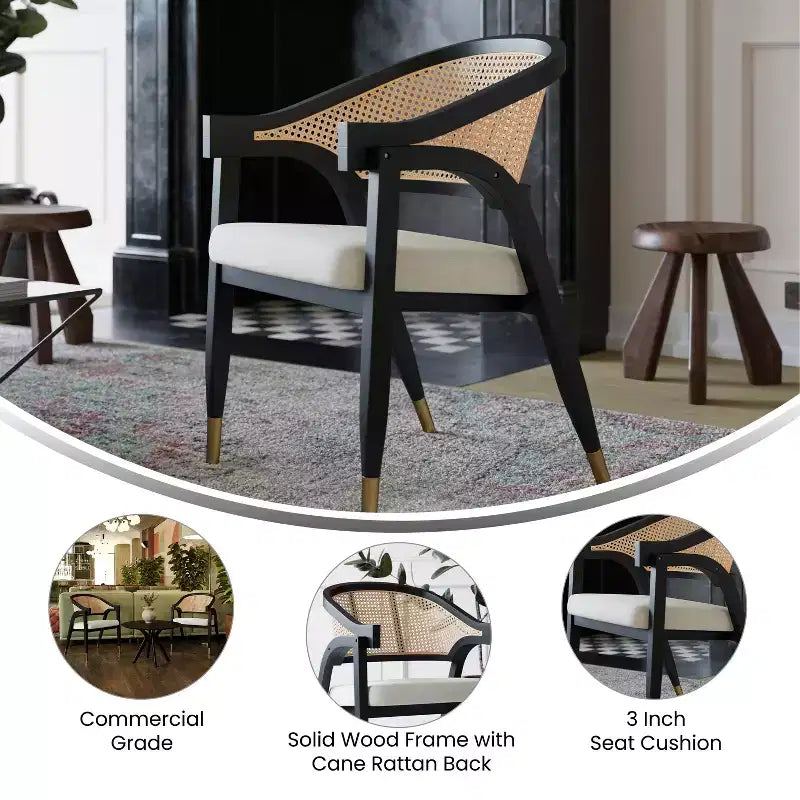 Poltrona accent in rattan canna nero/naturale, 1 posto