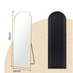 Specchio a figura intera da pavimento ad arco nero/oro da 45,7 cm x 147,3 cm, autoportante, per 1 persona